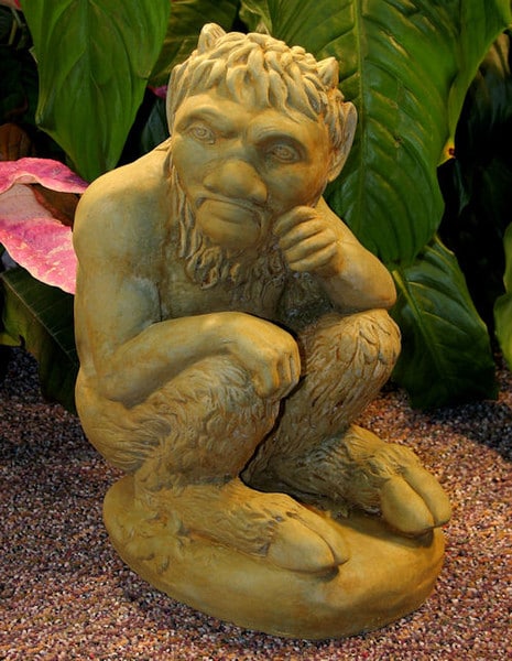 Satyr Sculpture—Half Man Half Goat Cast Stone Statue