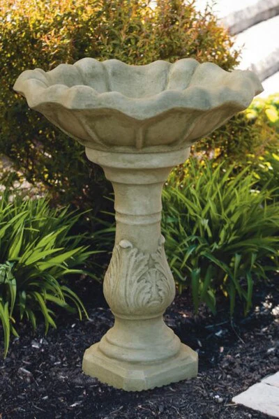 Scroll Bird Bath With Tulip Top 26.5" H