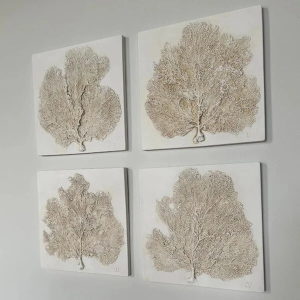 Sea Fan Set of Four Wall Plaques Sculptures