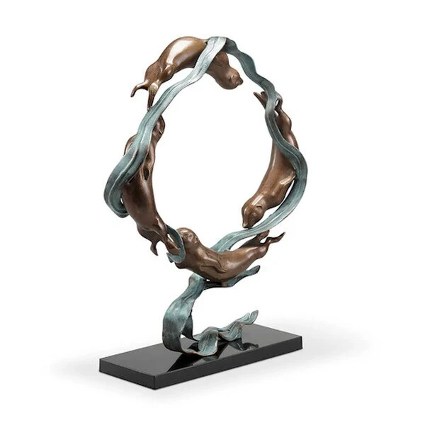 Sea Otter Spectacle Sculpture on Marble Base 19" High - Image 4