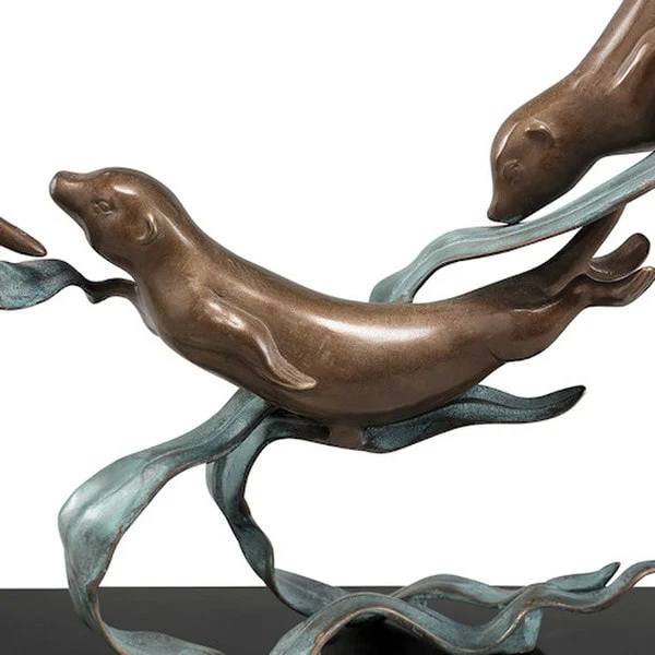 Sea Otter Spectacle Sculpture on Marble Base 19" High - Image 5