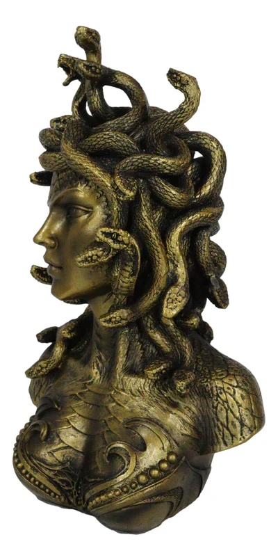 Serpent's Gaze Bronze Medusa Bust Statue - Image 2