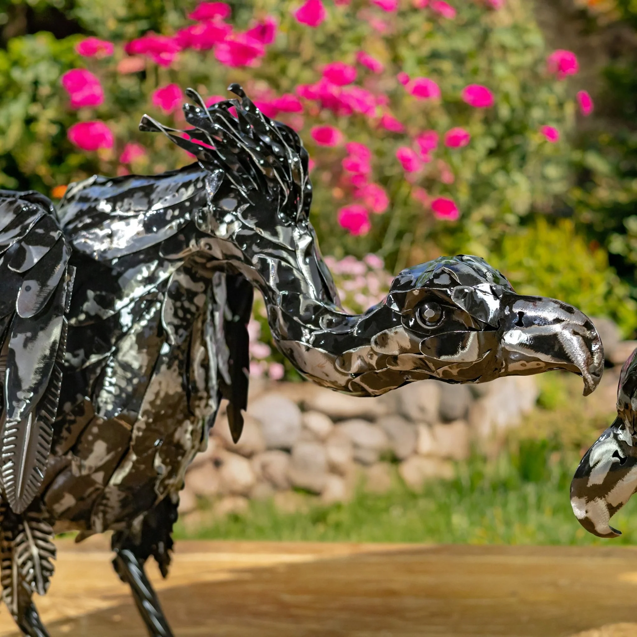 Set of 2 Galvanized Iron Vulture Sculptures Scavengers 18.5" H - Image 3