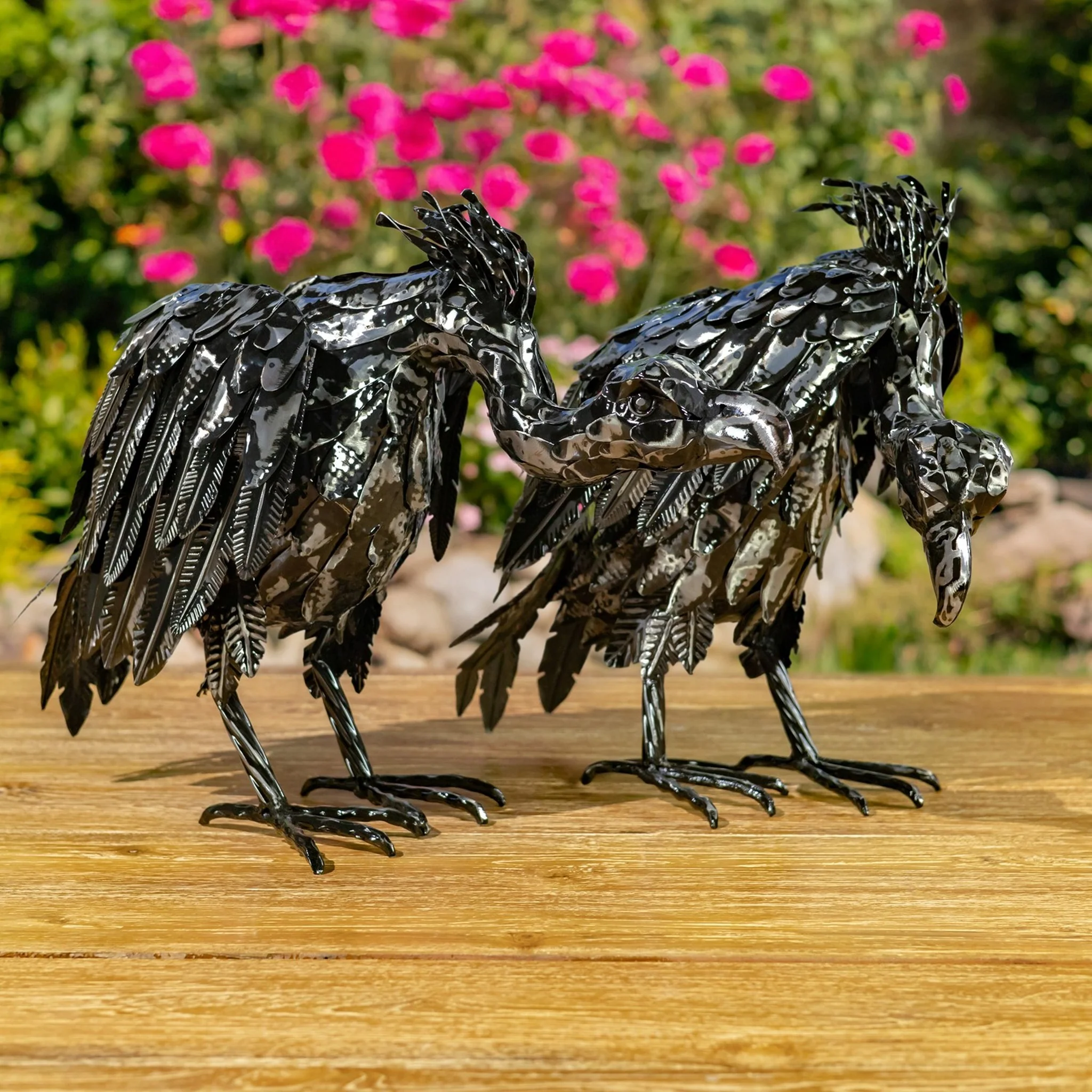 Set of 2 Galvanized Iron Vulture Sculptures Scavengers 18.5" H - Image 5