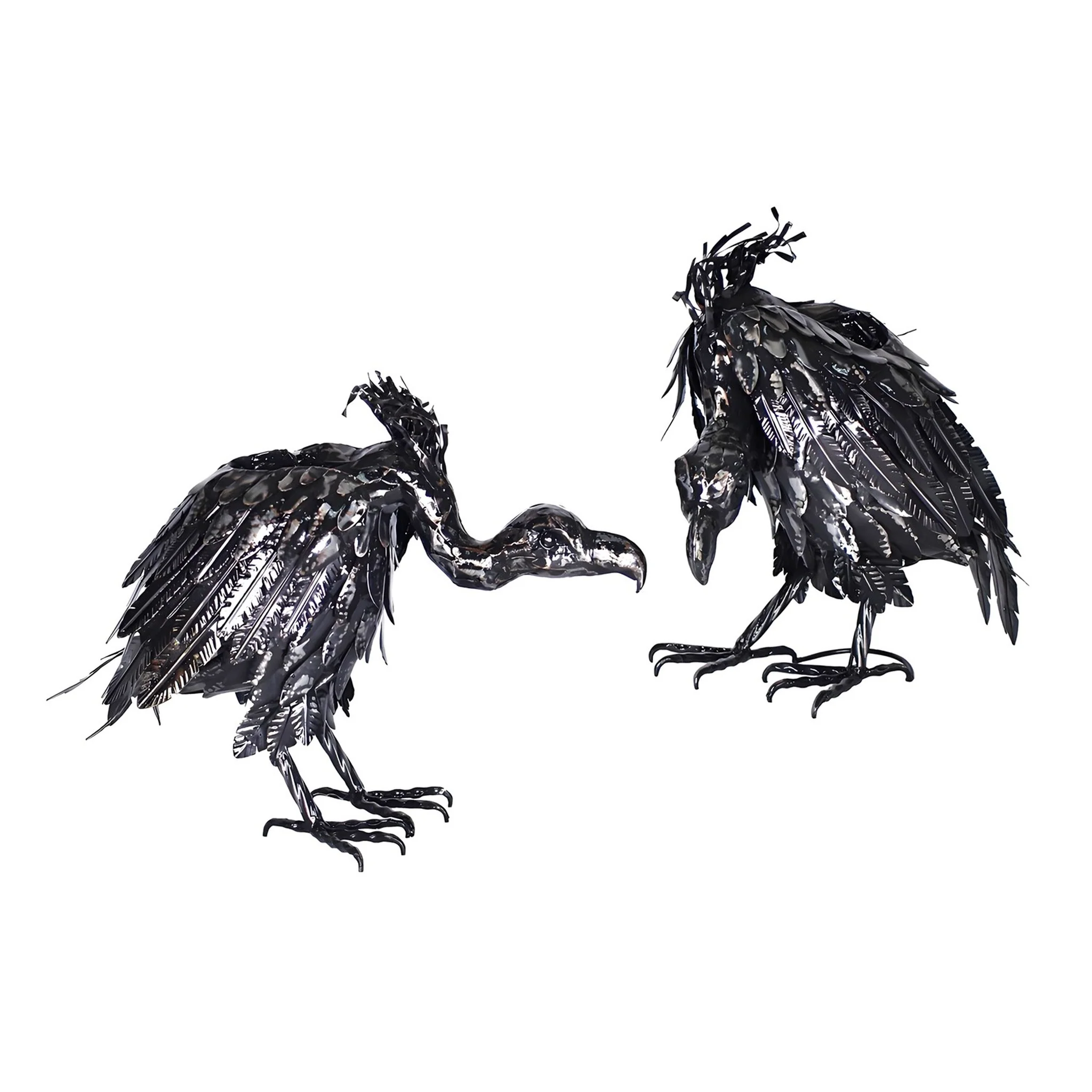 Set of 2 Galvanized Iron Vulture Sculptures Scavengers 18.5" H - Image 8