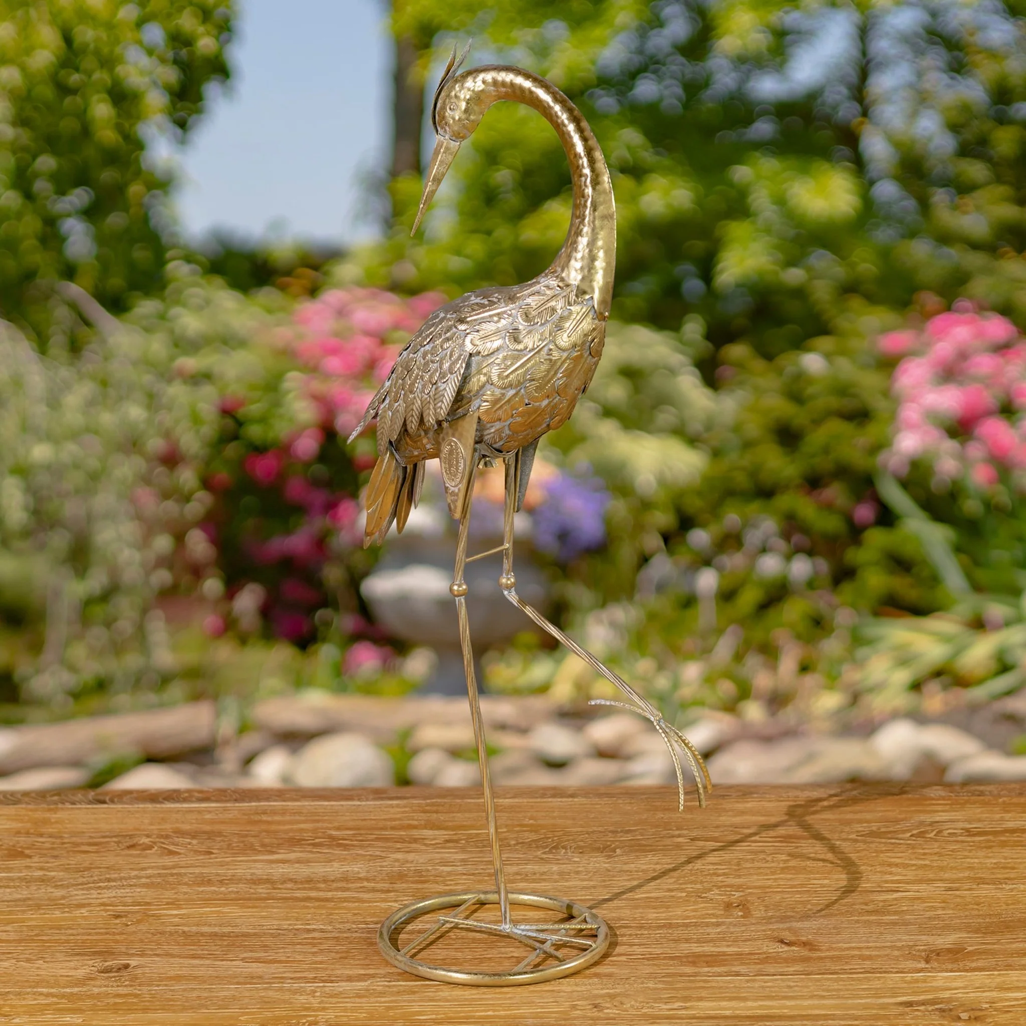 Set of 4 Assorted Metallic Gold Heron Garden Sculptures 39" H - Image 5