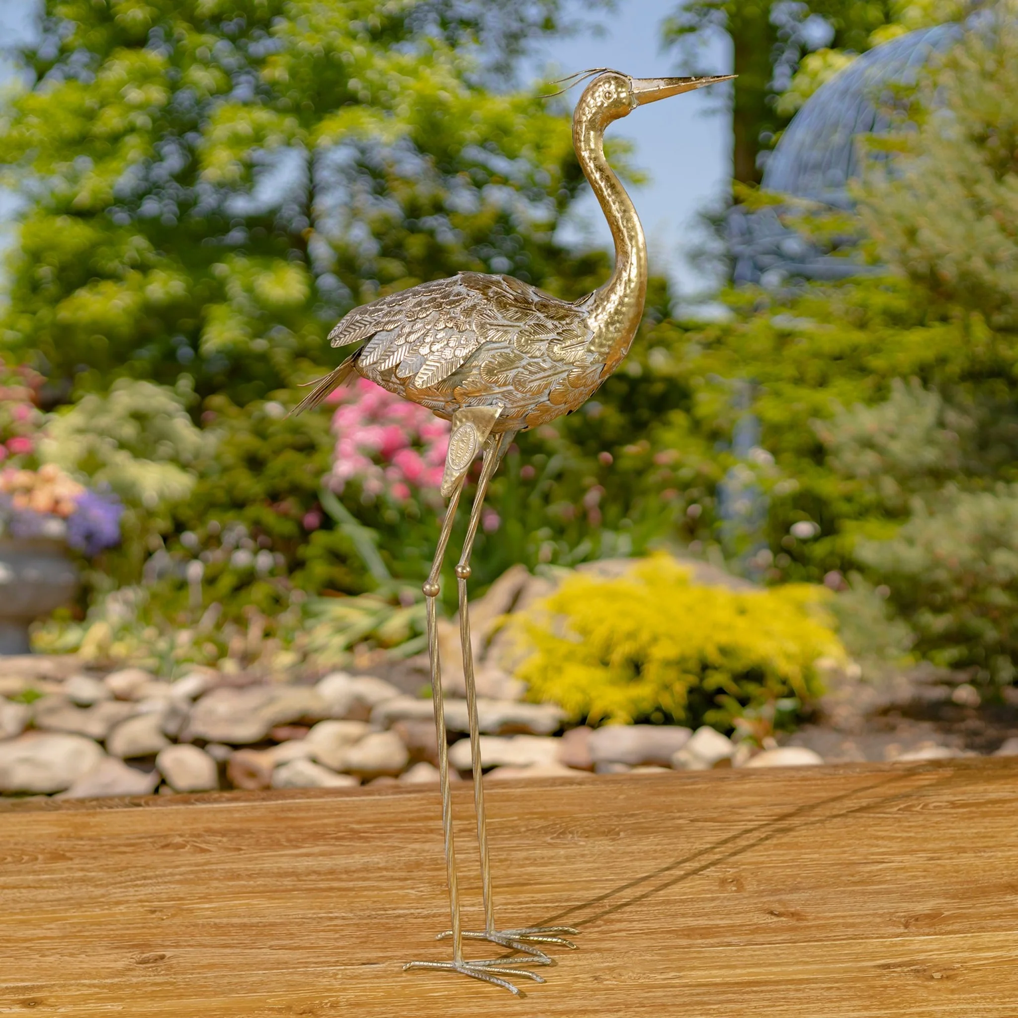 Set of 4 Assorted Metallic Gold Heron Garden Sculptures 39" H - Image 6
