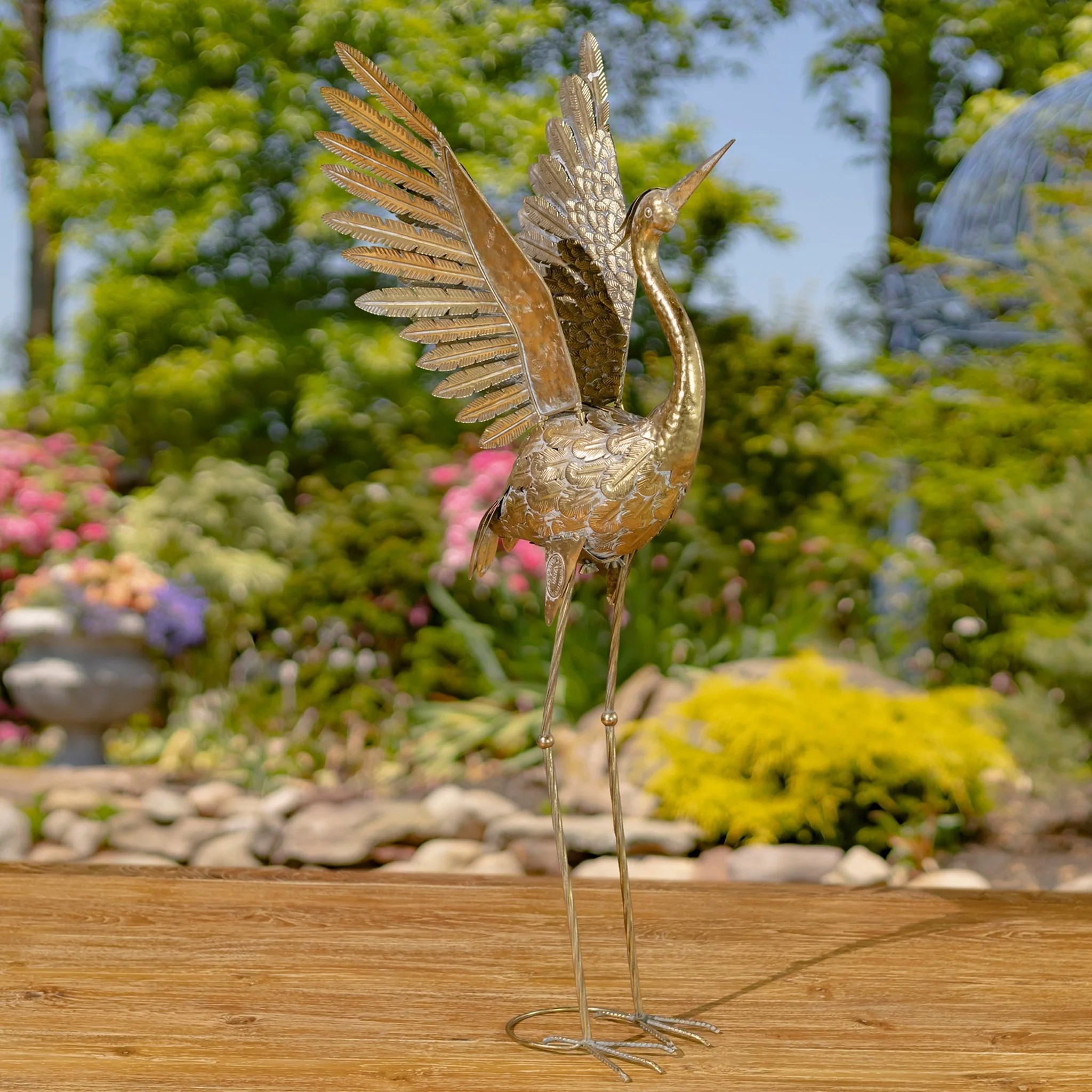 Set of 4 Assorted Metallic Gold Heron Garden Sculptures 39" H - Image 7
