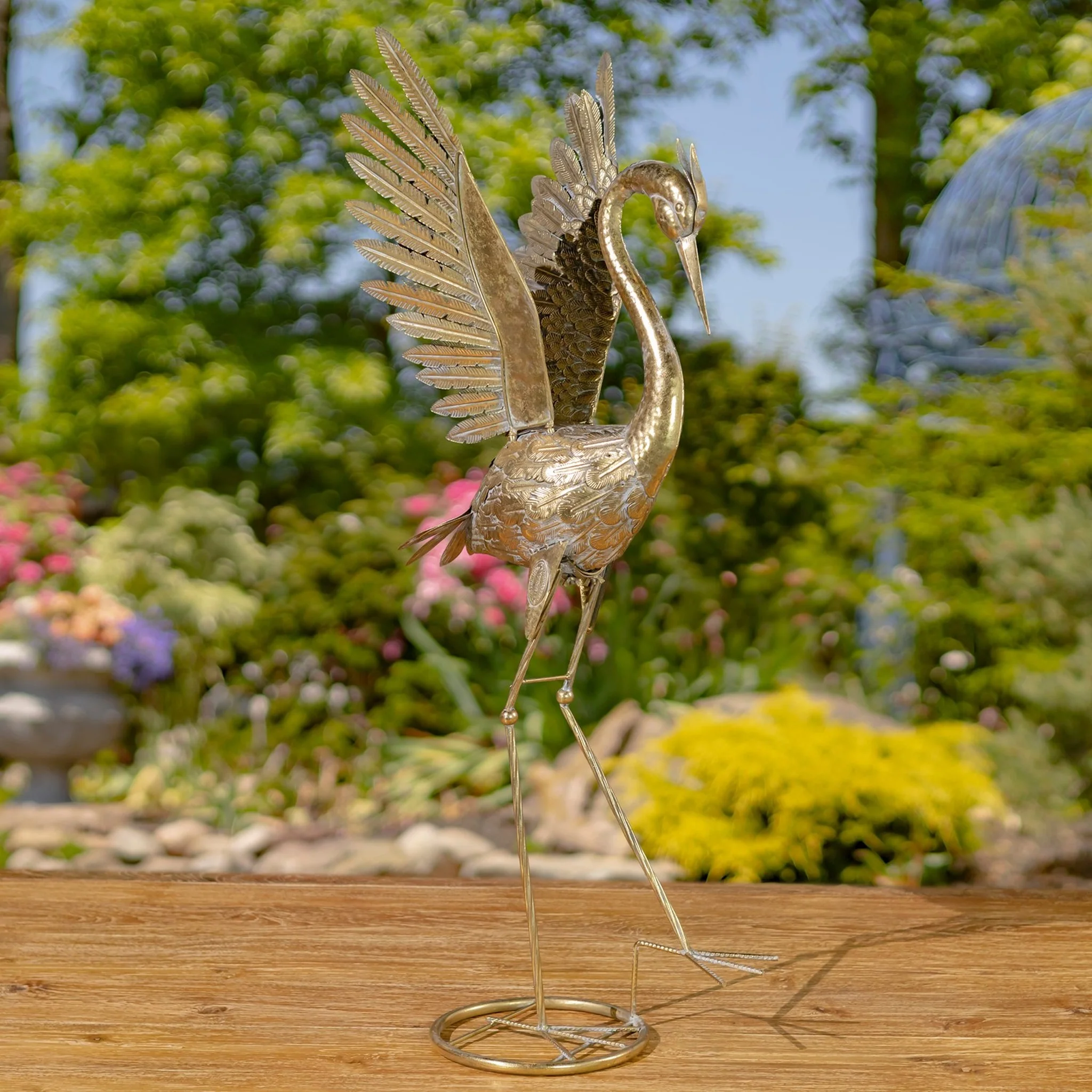 Set of 4 Assorted Metallic Gold Heron Garden Sculptures 39" H - Image 8