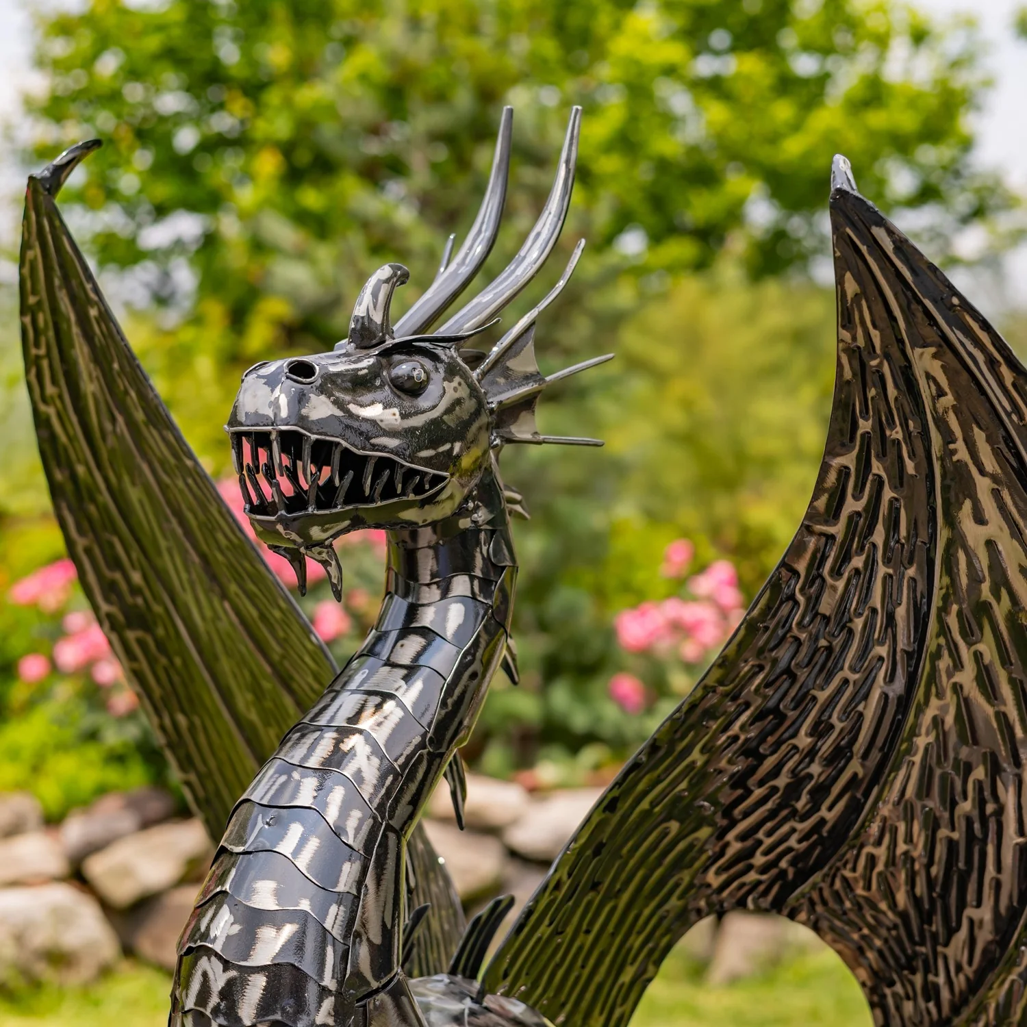 Shadowforged Guardian Metal Dragon Garden Sculpture - Image 2
