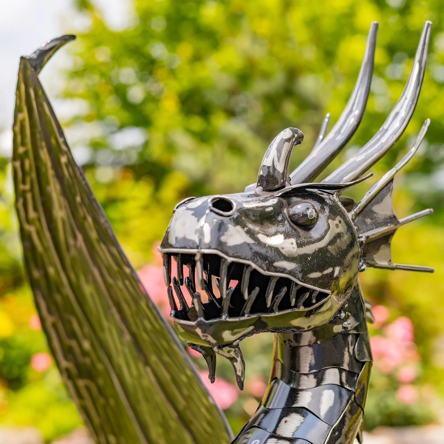 Shadowforged Guardian Metal Dragon Garden Sculpture - Image 3