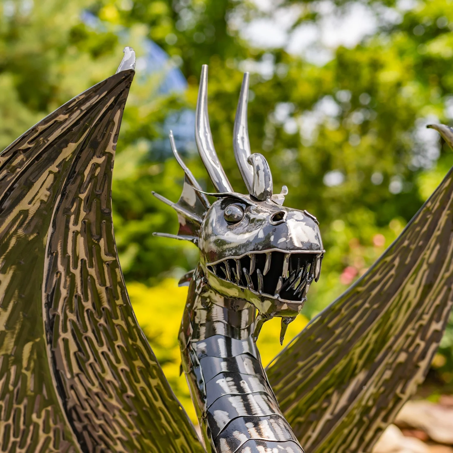 Shadowforged Guardian Metal Dragon Garden Sculpture - Image 5