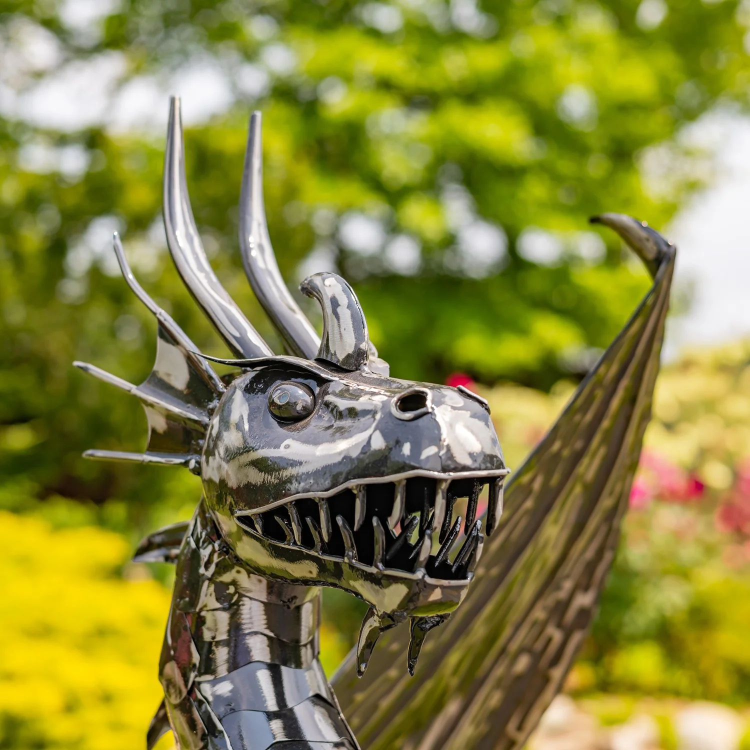 Shadowforged Guardian Metal Dragon Garden Sculpture - Image 6