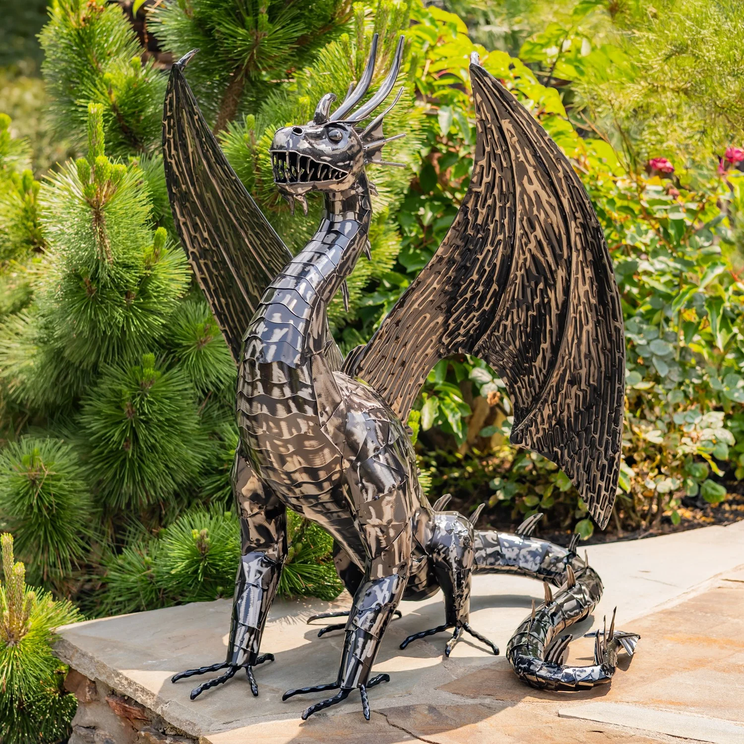 Shadowforged Guardian Metal Dragon Garden Sculpture - Image 7