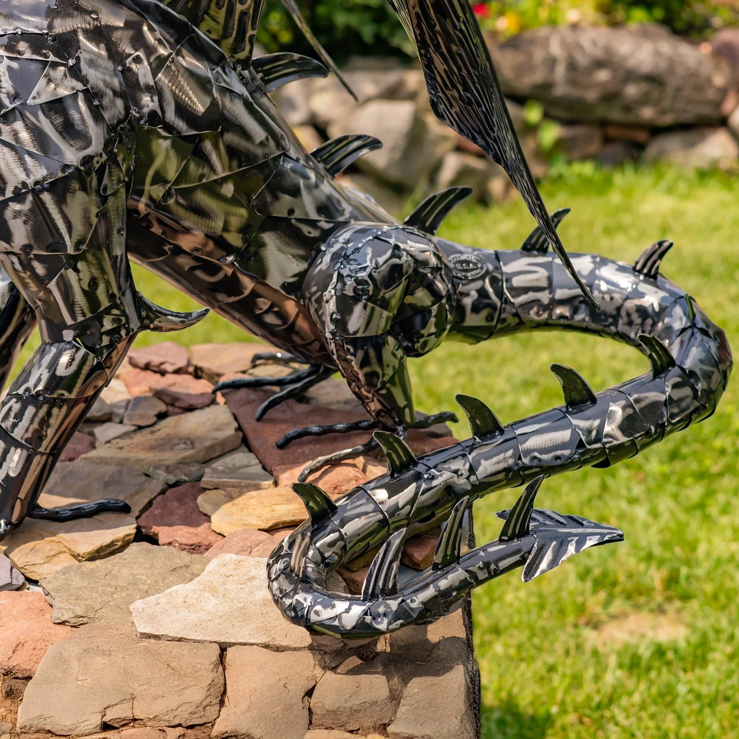 Shadowforged Guardian Metal Dragon Garden Sculpture - Image 8