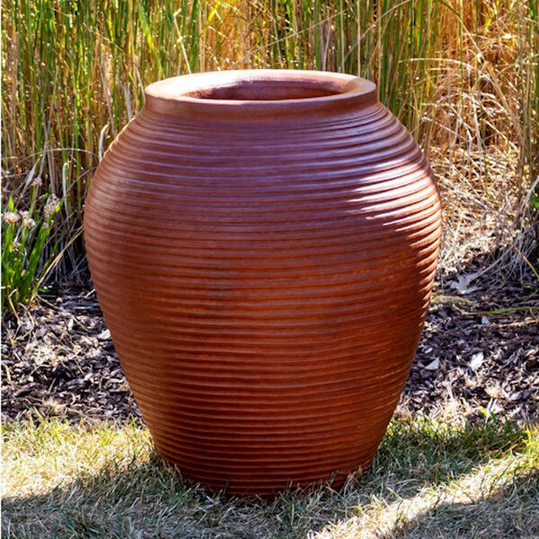 Shimmering Urn Ribbed Garden Planter