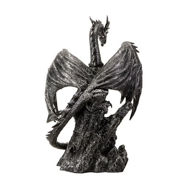 Silver Peak Guardian Dragon Statue 22" High - Image 2