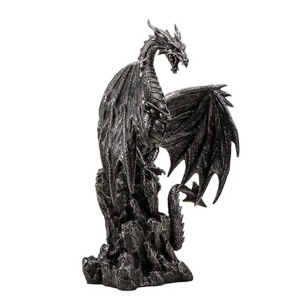 Silver Peak Guardian Dragon Statue 22" High - Image 4
