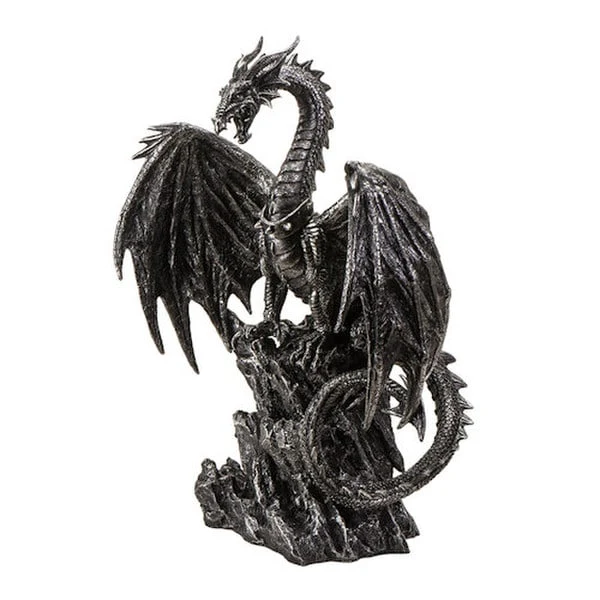 Silver Peak Guardian Dragon Statue 22" High - Image 5