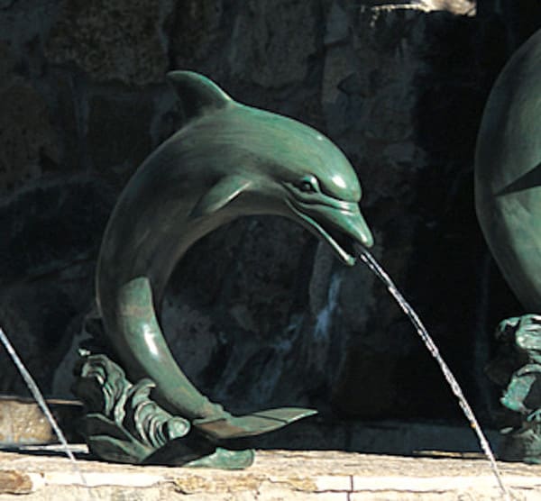 Single Dolphin Water Feature Piped 20" H