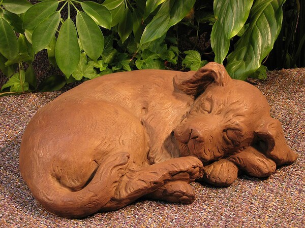 Sleeping Curled Puppy  16" Long