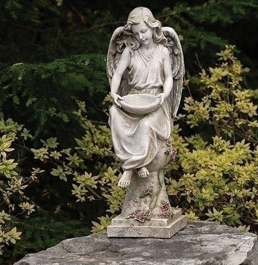 Solar Light Angel on Pedestal Sculpture 21" Tall - Image 2
