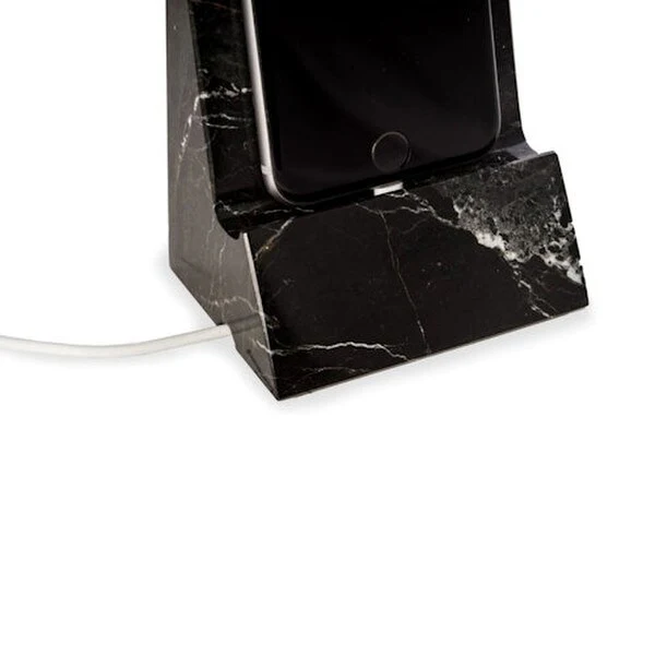 Solid Black Marble Phone Stand Sculpture - Image 3