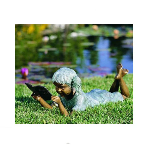 Solitude Girl Reading Book Medium Sculpture - Image 2