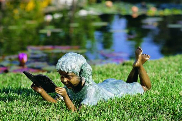 Solitude Girl Reading Book Medium Sculpture - Image 3