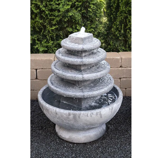 Solstice Garden Fountain with Light Cast Stone