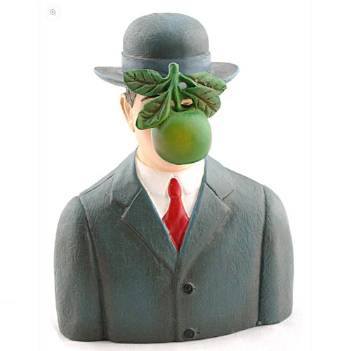 Son of Man with Apple by Magritte Statue