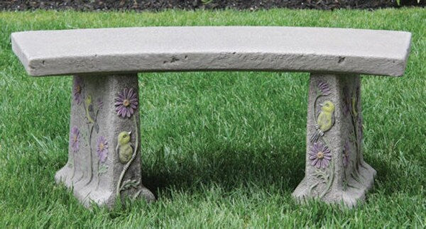 Songbird Cement Garden Bench - Image 3