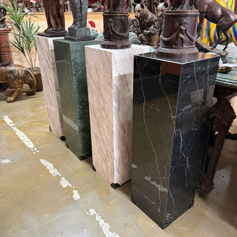 Square Modern Black Marble Pedestal 40" High - Image 2