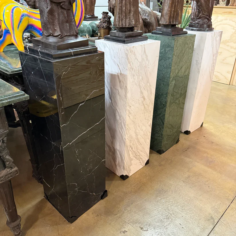 Square Modern Green Marble Pedestal 40" High - Image 2