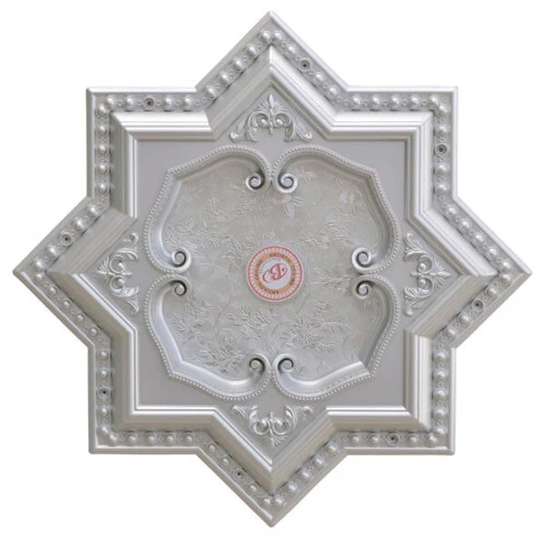 Star Eight Point Silver Ceiling Medallion 24 inch
