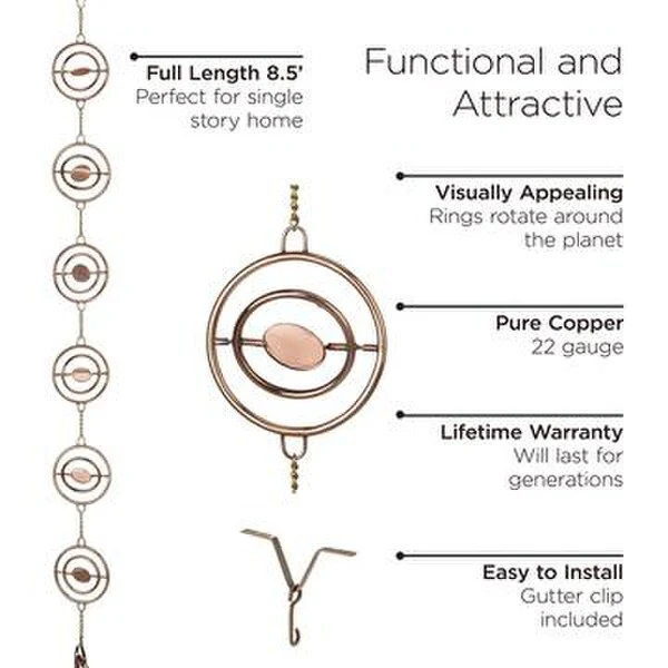 Stellar Copper Rain Chains Downspout - Image 3