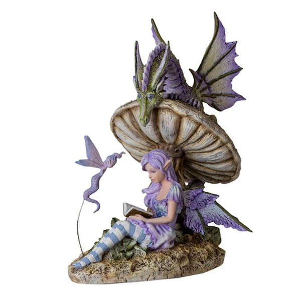 Storyteller Fairy with Dragon Figurine