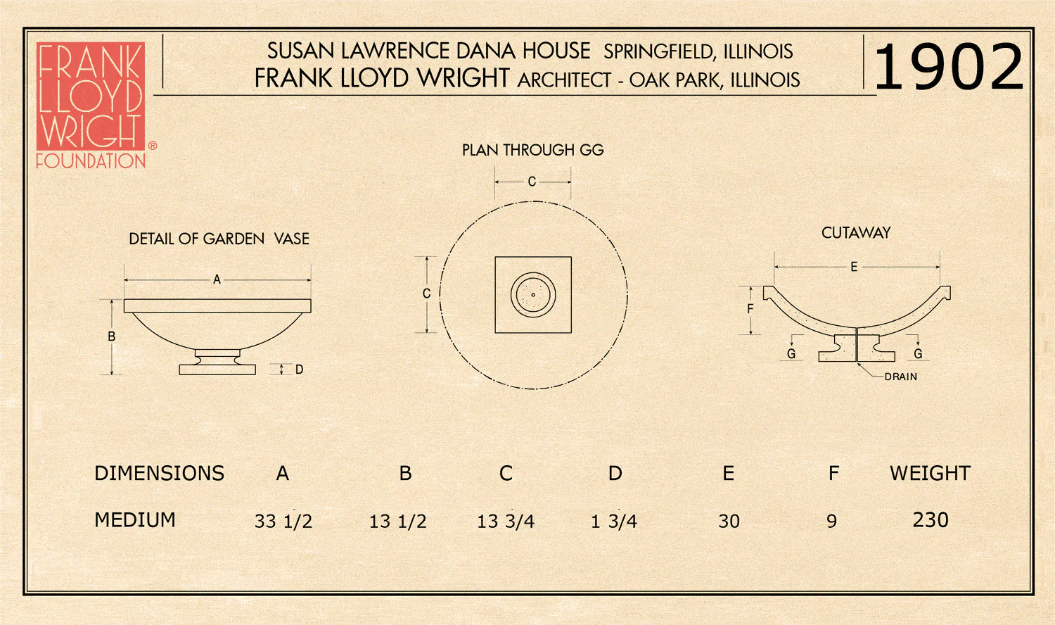 Dana Residence Vase by Frank Lloyd Wright Medium Planter - Image 3