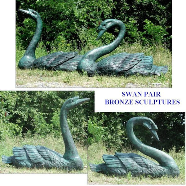 Swan Pair Bronze Sculptures