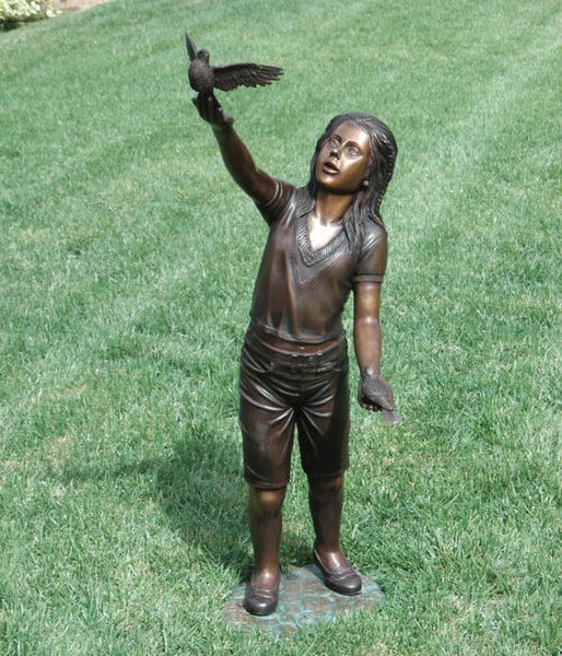 Taking Flight Bronze Girl Sculpture 48"