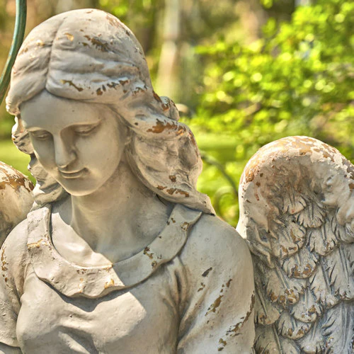 Tall Sitting Angel Reading Book Statue – 46" Antique Grey - Image 2