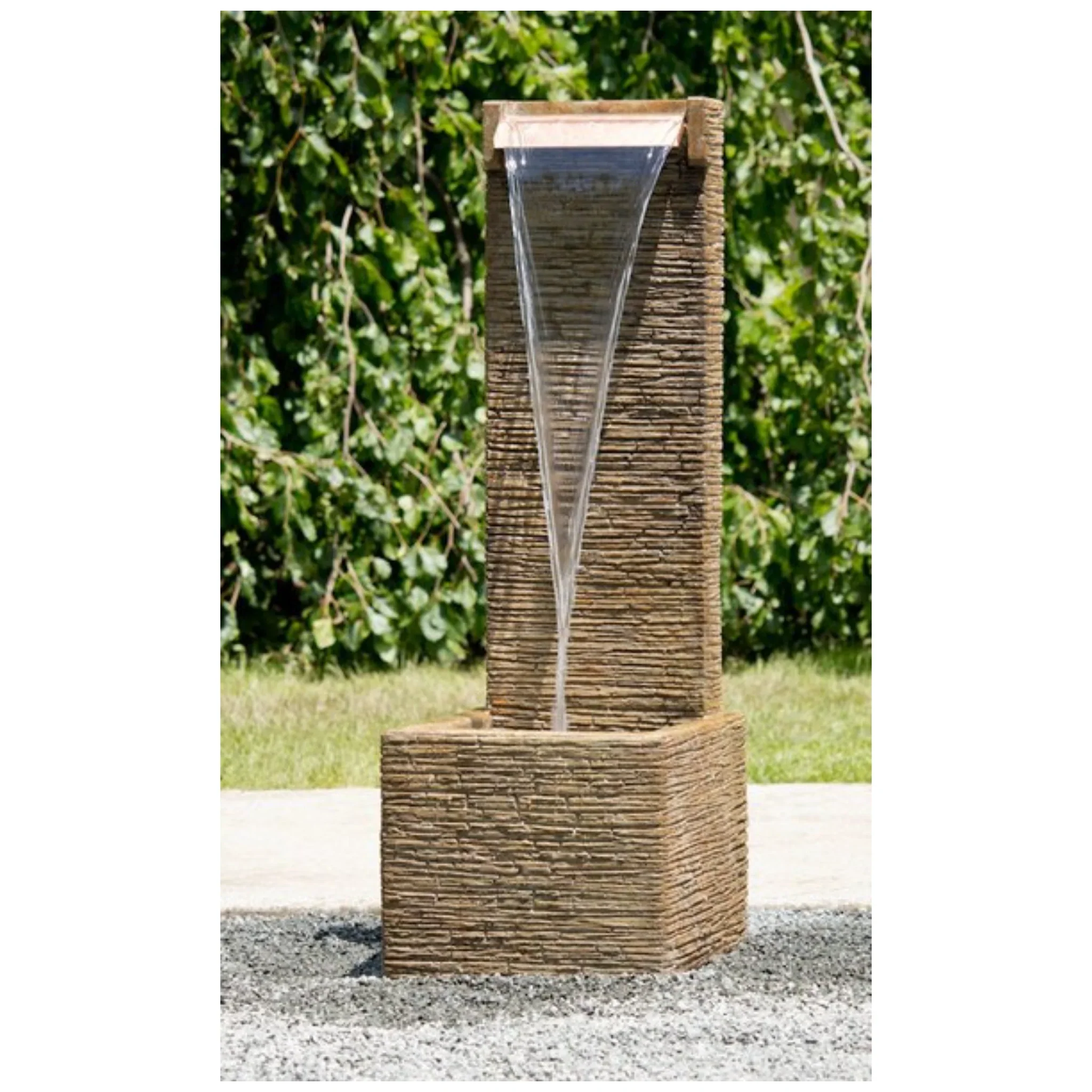 Terrain Wall Fountain with Light Large Single Spillway