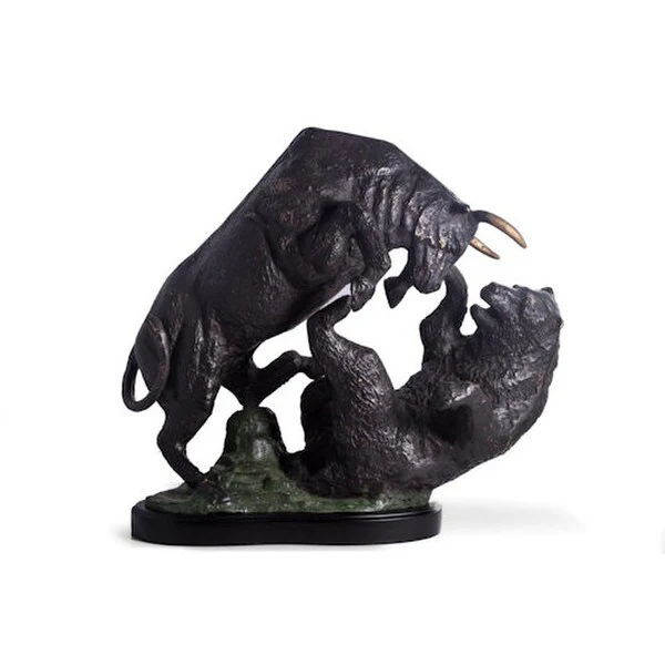 The Big Fight Bear & Bull Sculpture Bronze