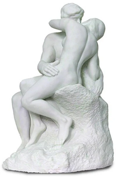 The Kiss By Rodin White Sculpture 10" High
