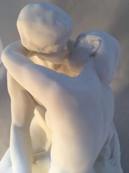 The Kiss By Rodin White Sculpture 10" High - Image 2
