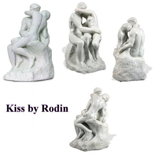 The Kiss By Rodin White Sculpture 10" High - Image 3