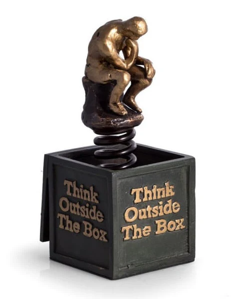 Think Outside The Box Thinker Rodin Statue - Image 2