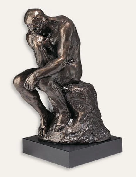 Thinker By Rodin On Black Base Sculpture 11" High