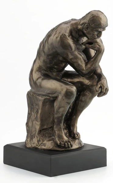 Thinker By Rodin On Black Base Sculpture 11" High - Image 3