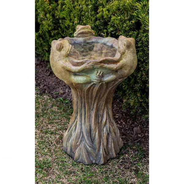 Three Frogs Sculptural Birdbath